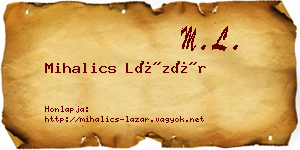 Mihalics Lázár névjegykártya